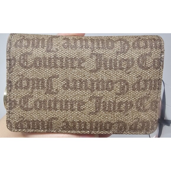 Juicy Couture Chestnut Chino & Pink Credit Card Bifold Wallet Key Ring NWT - Picture 3 of 10